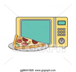 Vector Art - Microwave oven with fast food. Clipart Drawing ...