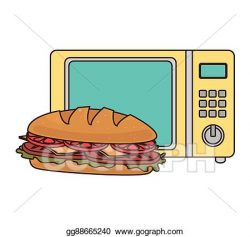 Vector Art - Microwave oven with fast food. Clipart Drawing ...