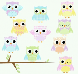 Pastel owls | Owls | Owl clip art, Baby clip art, Owl art