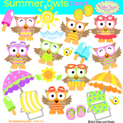 Summer Owl Clipart Owls Beach Chair Umbrella Clipart Clip Art