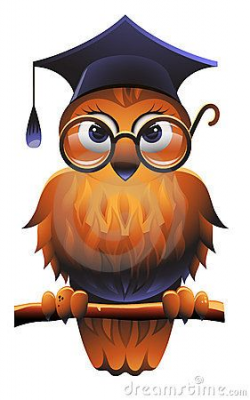 Vector illustration of owl wearing a square academic cap and ...