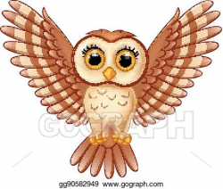 Vector Art - Cute owl cartoon flying. Clipart Drawing ...