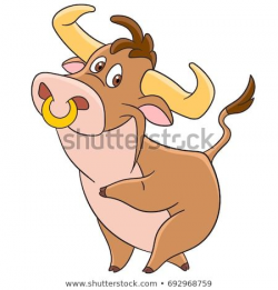 Cartoon american bull (buffalo, ox, bison), isolated on ...