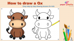 How to draw an Ox | Easy drawing lessons | Sunshine Toons | Paper Palette