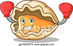 EPS Vector - Boxing oyster character cartoon style. Stock ...