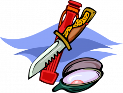 Oyster Clamshell with Shucking Knife - Vector Image