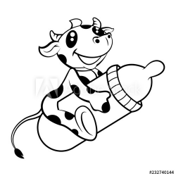 Adorable Baby Cow riding pacifier bottle Coloring Book ...