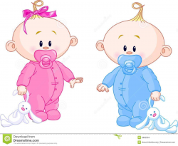 Photo about Twin Baby Boy And Girl With Pacifiers and Toys ...