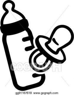 Vector Illustration - Baby bottle and pacifier. Stock Clip ...