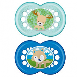 MAM Pacifiers, Baby Pacifier 6+ Months, Best Pacifier for Breastfed Babies,  'Animal' Design Collection, Boy, 2-Count