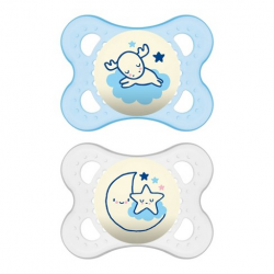 MAM Glow In The Dark Night Pacifier 0-6M - 2ct- Blue