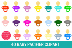 Baby Pacifier Clipart- Colorful Pacifier