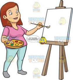 A Woman Painting On A Blank Canvas