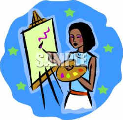 A Woman Painting - Royalty Free Clipart Picture