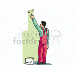 man painting a wall green clipart. Royalty-free clipart # 154743