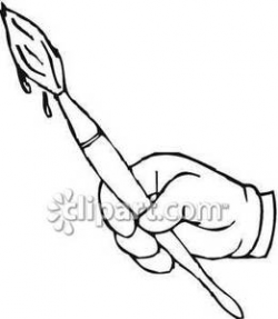 Hand Holding A Dripping Paintbrush - Royalty Free Clipart ...