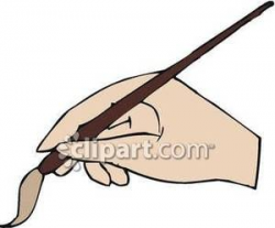 Hand Holding An Artist's Paintbrush - Royalty Free Clipart ...