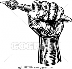 Vector Art - Hand holding artists paintbrush. Clipart ...