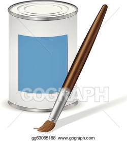 Vector Art - Blue paint tin and paint brush. Clipart Drawing ...
