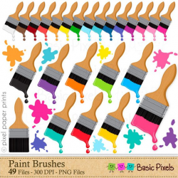 Paint Brushes - Digital Clip Art - Art Supplies - Art Party ...