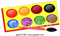 Clipart - Childs paint tray and paint brush i. Stock ...