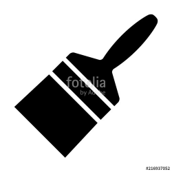 Wide paintbrush or paint brush for art flat vector icon for ...