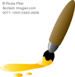 Clipart Illustration of a Paintbrush With Yellow Paint