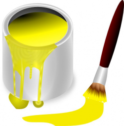 Paintbrush yellow paint yellow paint with paint brush clip ...