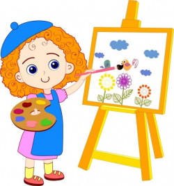 Cartoon Painting For Kids painting girl drawing colored ...