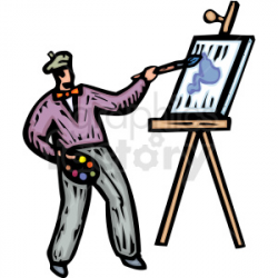 An Artist Painting a Work of Art on a Canvas clipart. Royalty-free clipart  # 156315