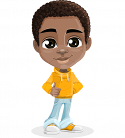 Vector Child Cartoon Character - Jorell the Playful Afro-American ...