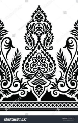 Traditional black and white Indian motif | Трафарет | Saree ...