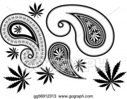 Vector Illustration - Paisley cannabis and skull. Stock Clip ...