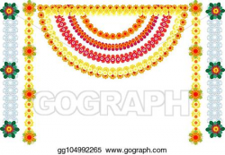 Vector Stock - Traditional indian flower garlands decoration ...