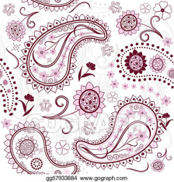 Vector Stock - Seamless floral pattern with paisley. Clipart ...