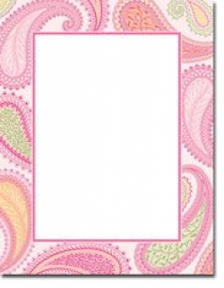 Pink Paisley Border | ... - Blank Stock Letterhead (Packs of ...