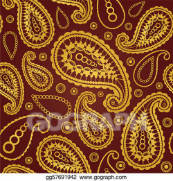 EPS Illustration - Seamless golden paisley pattern. Vector ...