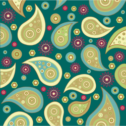 Clipart - Green And Gold Paisley Pattern