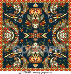 Vector Art - Traditional ornamental floral paisley bandanna ...