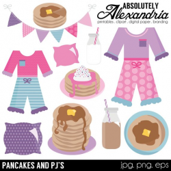 Pancakes and PJ's Digital Clipart - Personal & Commercial ...