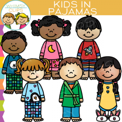 Kids in Pajamas Clip Art , Images & Illustrations | Whimsy Clips