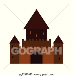 Clip Art Vector - Ancient palace icon, flat style. Stock EPS ...