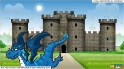 A Cool Looking Dragon and Exterior Of A Large Castle Background