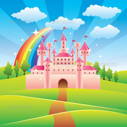 fairy castles | Cartoon fairy tale castle colorful vector ...