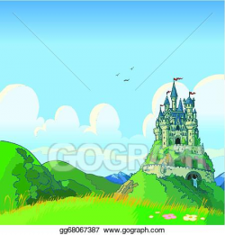 Vector Stock - Fantasy background with castle. Clipart ...
