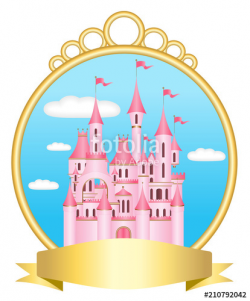 Pink princess castle with golden border
