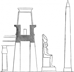 Pylon at the Palace at Luxor, Profile with Colossal Statue ...