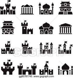 Vector Stock - Castle & palace icons. Clipart Illustration ...