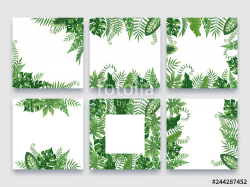 Exotic leaves frame. Tropical leaf border, nature summer ...