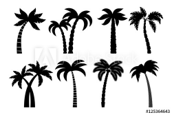 Palm tree black set. Vector drawing palma trees silhouettes ...